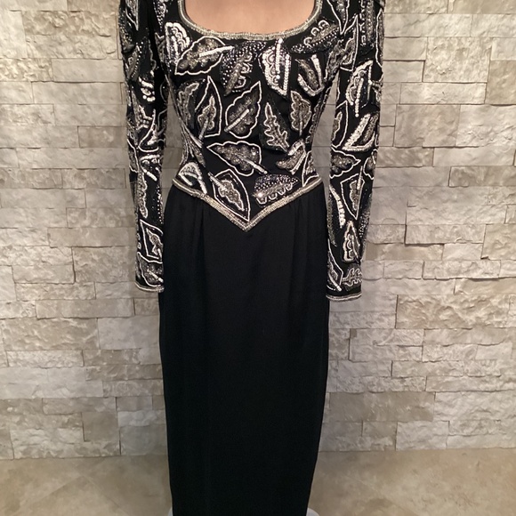 Vintage Black Tie Oleg Cassini Long Evening Gown - Picture 14 of 16